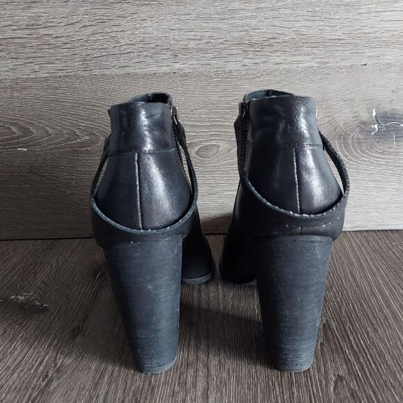 Joe’s Abby Black Leather Ankle Bootie Size 9.5 Block Heel Almond Toe - Picture 5 of 11